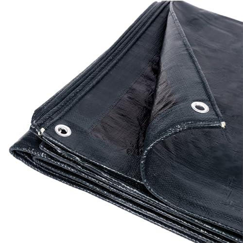 Image of 250 GSM HDPE Tarpaulin 6 X 9 Feet I Heavy-Duty Waterproof Non-Filler Sheet for Car Parking Shed, Tin Shed, Bike Cover, Outdoor Rainproof Tent, Garden, (Black)