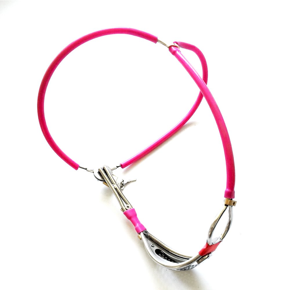 Edelstahl Keuschheitsgürtel Frau Unsichtbar Keuschheitskäfig Verstellbarer Sexy Unterwäsche Höschen Chastity Device Bondage Sexspielzeug (Rosa, Verstellbar 60-90mm)
