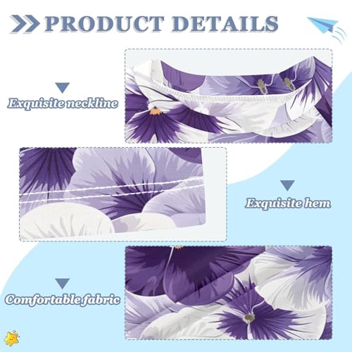 ALAZA Kids Rash Guard Girls Toddler Swim Shirts Short Sleeve Pansy Flowers White Violet UPF 50+ 3T3