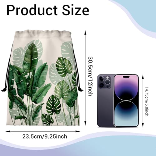 Image of Botanical Gymnastics Grip Bag Tropical Plants Small Drawstring Gym Bag for Yoga