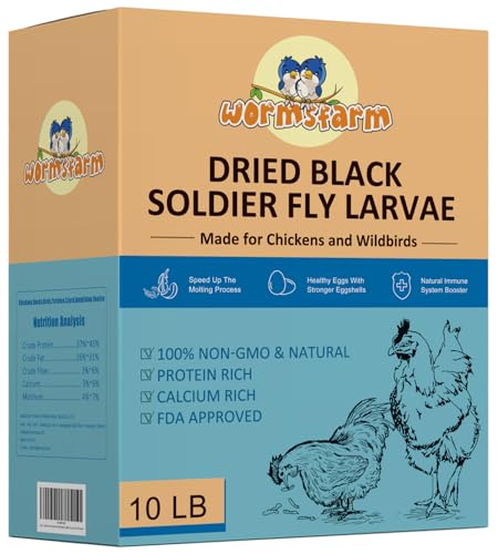 10lb Dried Black Soldier Fly Larvae Treat for Chickens More Calcium Than Mealworms,for Laying Hen,Wild Birds(10 Pound)