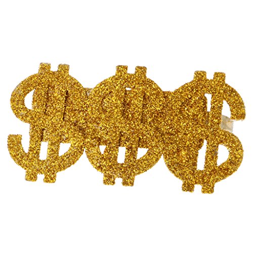 Dovewill Glitter Gold 3 US Dollar Signs Ring Menâ€™s Party Costume Hip-hop Rapper Big Daddy Dress Up