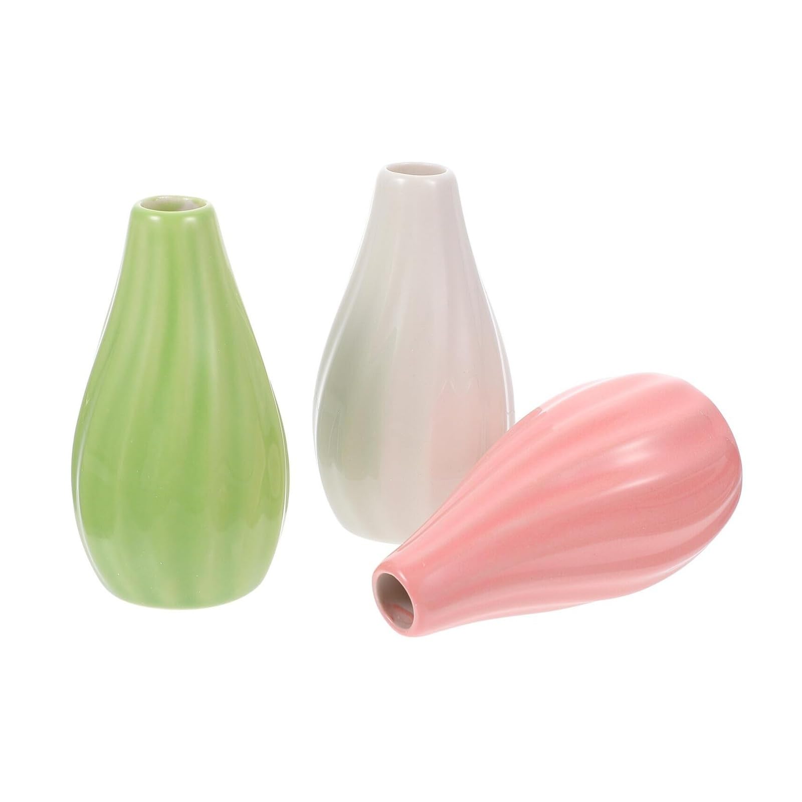 Flower Vases 3pcs Ceramic Tabletop Hydroponic Vases Small Desktop Flower Containers Decorative Desk Decor