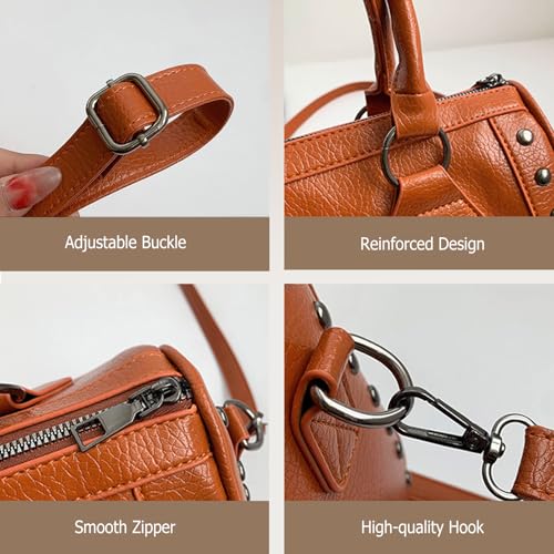 Bolso satchel de mujer estilo retro en cuero PU miniatura 4