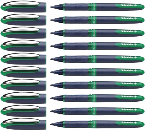 Schneider 183004 One Business Tintenroller (Dokumentenecht mit 0,6 mm Strichstärke, Made in Germany) 10er Pack, grün