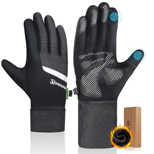 Liangmall Winter Gloves for Men Women, Extended Wrist Cuff Thermal Glove Men, Warm Gloves with Touchscreen Fingers for Running Cycling Driving for Cold Weather Waterproof & Windproof