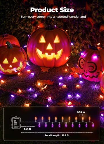 Brightown 2 Pack Halloween Lights Battery Operated, Diamond-Faceted 100LED - image 8