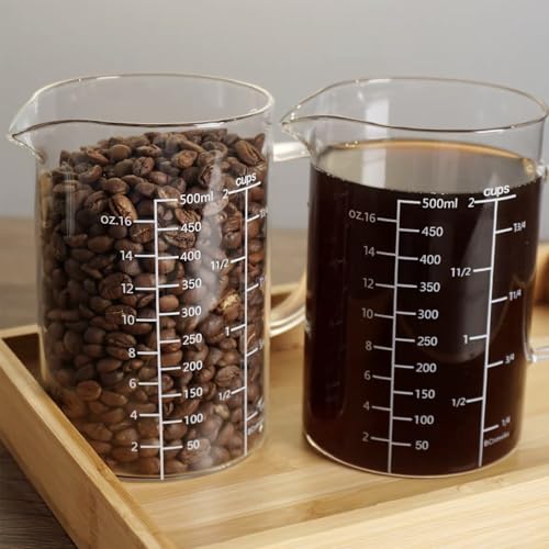 Vaso medidor de vidrio transparente 500 ml con asa miniatura 5