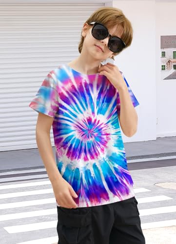 Image of Boys Tie Dye Shirt Size 4-14 Hippies Senior Rainbow Tees T Shirts for Kids | Tees T shirts for Kids