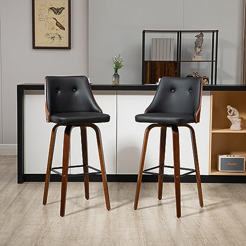 HOMCOM Bar Height Bar Stools, PU Leather Swivel...