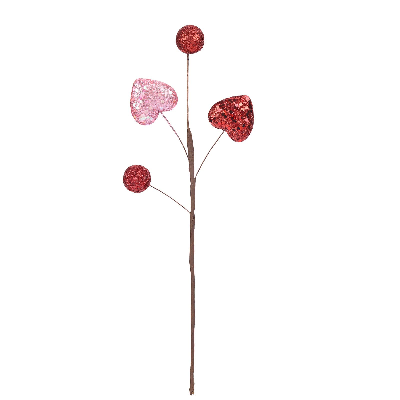 hogtnd Heart Shaped Berries Artificial Stem Ornament for Festival Home Decoration Heart Berries Stem