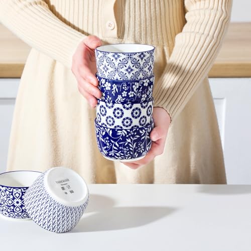 Miniatura 10 de Vancasso Selene Moldes Para Soufflé, 6 X 240ml Ramequines De Porcelana, Moldes Para Tartas, Mini Cuencos Para Aperitivos, Apto Para Lavavajillas Y Horno, Ø 9.7cm, Estilo Chino En Azul Y Blanco