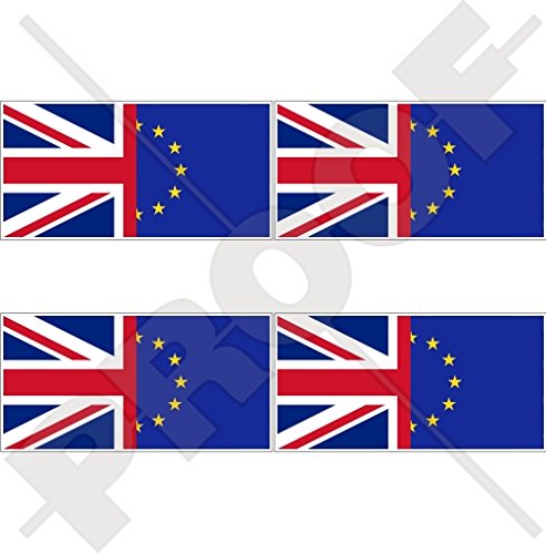 Stickersworld Transparent Europe-Uk Flag, European Union-United Kingdom Eu-British Union Jack 2" (50Mm) Vinyl Bumper-Helmet Stickers, Decals X4