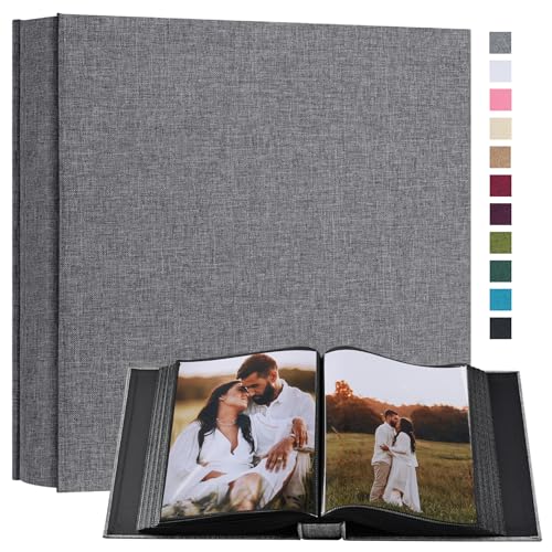 potricher Small 8x10 Photo Album 160 Pockets Linen Cover Grey