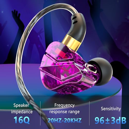 Image of KASOTT Ears Equation S16- Beryllium Dynamic Driver in Ear Monitor, HiFi Wired Earbuds, Gaming Earbuds, Hybrid IEM Earphones, IEM Cable for Bass-Lovers Musician Audiophile (3.5mm Aux, Purple)