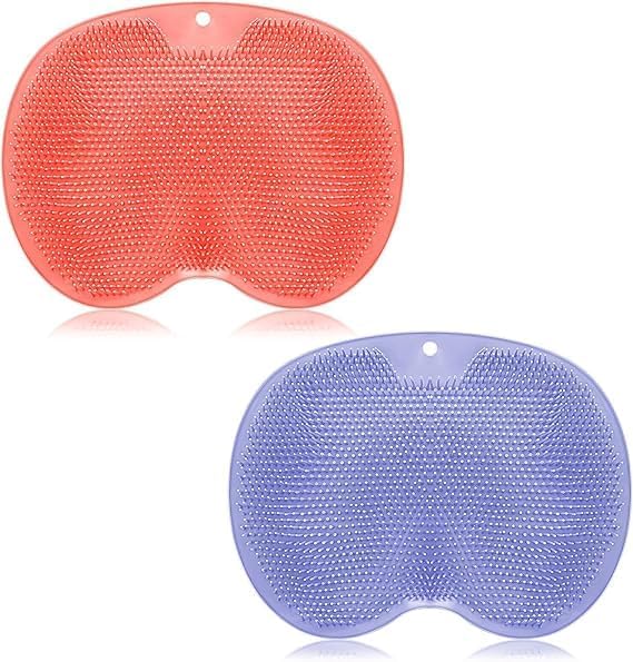 RIDHMIN Shower Foot Mat Hands Free for Shower Wall Mounted Bath Massage Pad Back with Non Slip Suction Cups Foot Cleaner for Men Women (Multicolor)-image-3