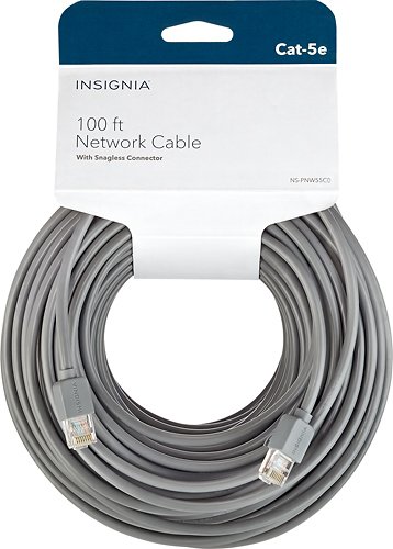 Insignia - 100' Cat-5e Network Cable - Gray