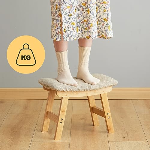 Foot-StoolOttoman-Foot-RestBamboo-Foot-Stool-Under-DeskSmall-Stool-for-Living-Room-Bedroom-and-Kitchen-Natural-Legs-Beige-Stool-Surface