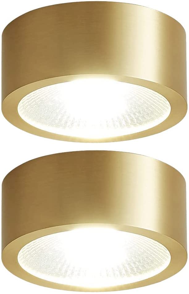 USMJQVZ Lot De 6 Downlights En Laiton Brossé Doré, Plafonnier LED Intérieur 3W, 5W, 7W, 9W3W, 5W, 7W, 9WLED Plafonnier COB Spot Nordique Monté En Surface