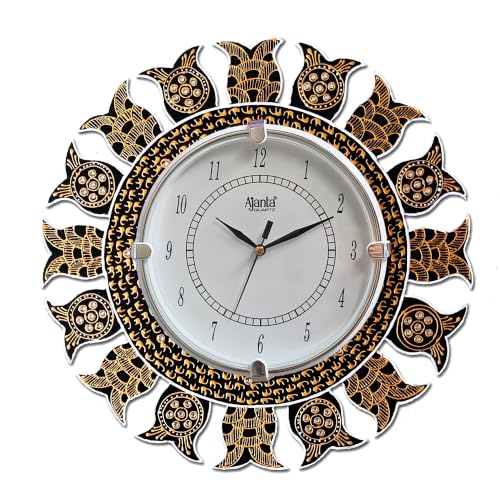 Image of Ajanta Mandala MDF Wooden Wall Clock for Home Decor 33 cm