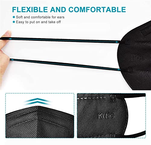 Lement LESK07-50 50Pcs Kn95 Face Mask Black 5 Layer Cup Dust Safety Masks Filter Efficiency≥95% Breathable Elastic Ear Loops Black Masks thumb #7