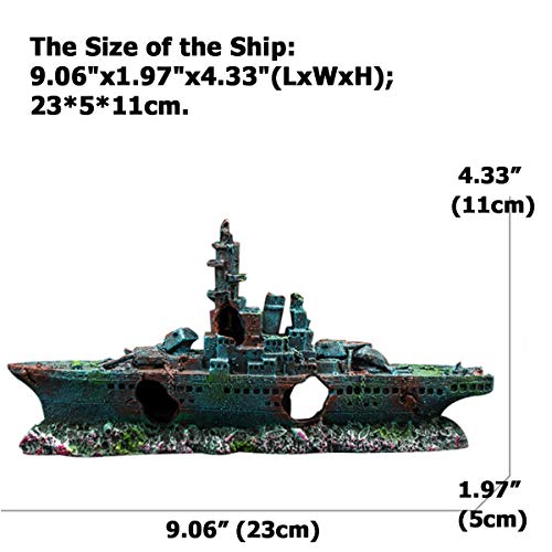 Image of S-Lifeeling Fish Tank Decoration Moss Rockery Stone Plants Wood Ruins Landscaping Turtle Tank Decoration Fish Shrimp Shelter (Shipwreck)