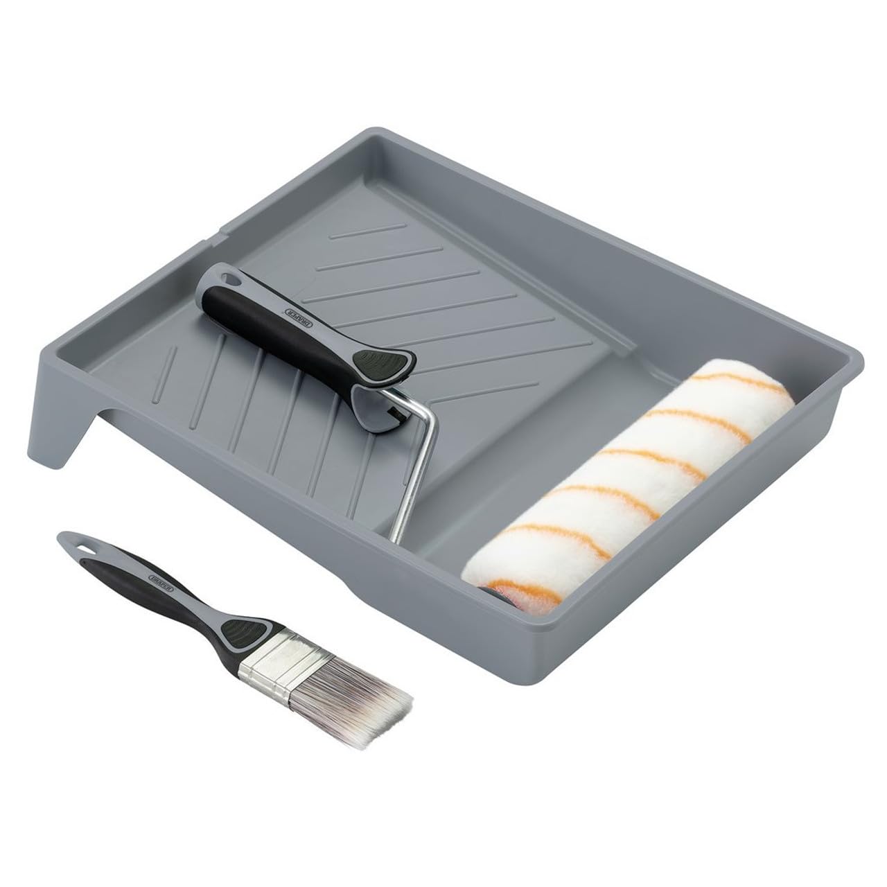 Draper 20947 Farbroller- und Pinsel-Set mit mittelflorigem Polyester, mit weichem Griff, inklusive 22,9 cm Hülse, Tablett und Rahmen und 40-mm-Pinsel