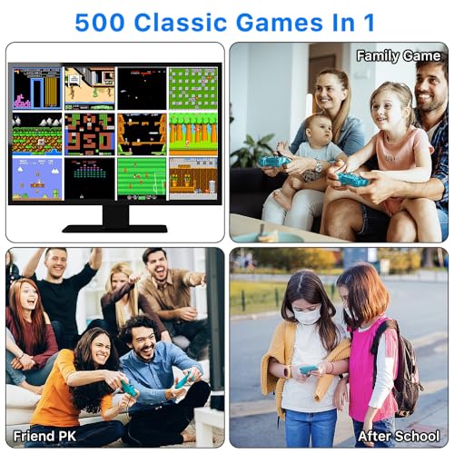 Fildanco BLUECONSOLE01 Handheld Game Console, Retro Video Games With 500 Arcade Games thumb #3