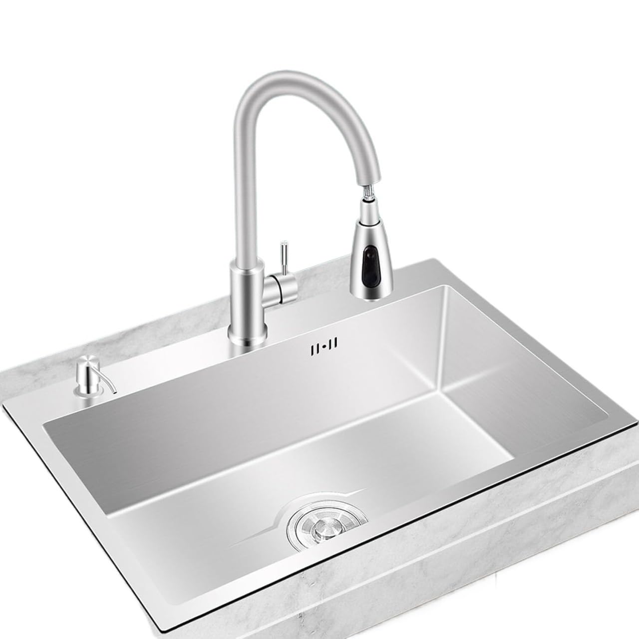 ZQFHSX Stainless Steel Kitchen Sink Free Standing， Undermount Sink, Dish Basin Small Rectangular Built-in Sink(60x45cm)