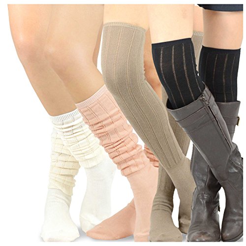 Image of Fashionable Cotton Slouchy Boot Socks for Women and Girls: Long Thigh Highs, Over-the-Knee Highs, and Knee Highs