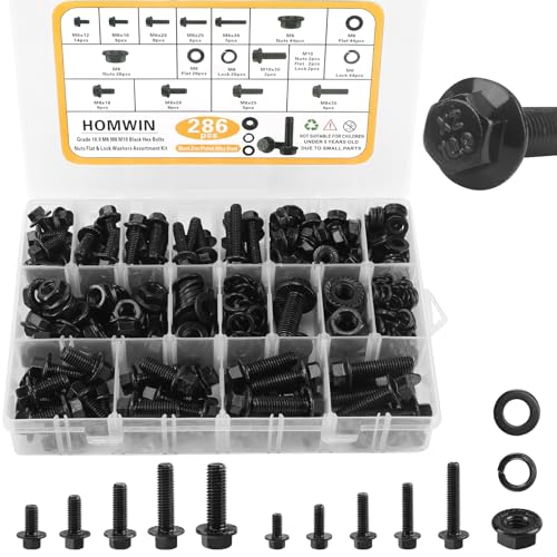 Assortiment de boulons et écrous métriques Homwin avec protection zinc galvanisé noir
