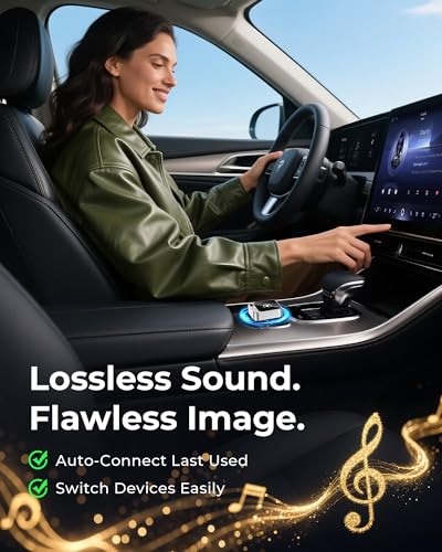 Image of Jemluse Wireless CarPlay Adapter for Apple - Mini Size, Fast Stable Connection Convert Wired to Wireless Car Play Dongle for iPhone iOS 10+, Plug & Play for Cars from 2016+ w /USB-C (Silver)
