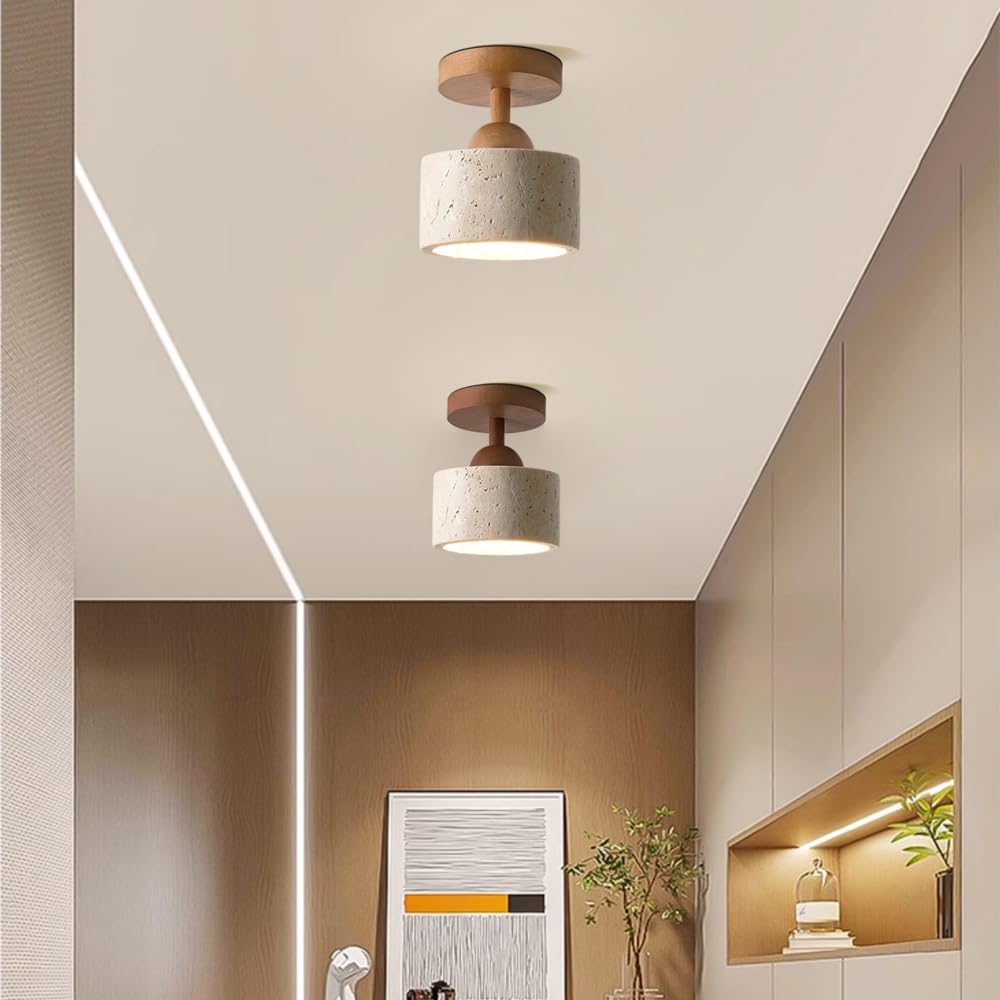 Jadssox kamienna lampa sufitowa nowoczesna lampa sufitowa do montażu podtynkowego cylindryczna drewno blisko lamp sufitowych E27 oprawa oświetleniowa do przedpokoju lampy sufitowe z kamienia naturalne