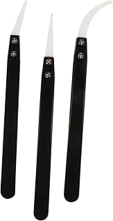 Tofficu 3Pcs Pinças Pinças De Joias Pinças Eletrônicas Pinças De Cerâmica Pinças Artesanais Pinças De Aço Inoxidável Pinças De Ponta Reta Pinças De Precisão Para Cerâmica