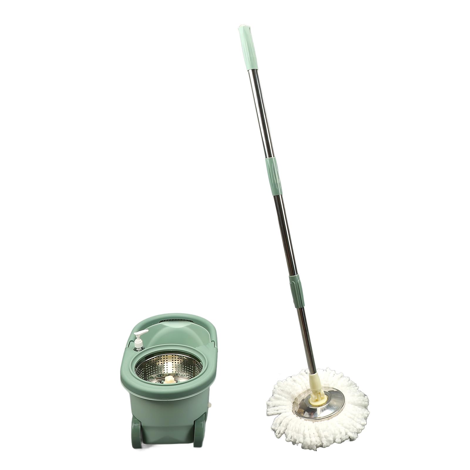 Kit de Limpieza de Suelo con Cubo de Fregona Giratoria 360º para Esquinas y Debajo Muebles, Lavable y Reutilizable, Sin Agacharse ni Mojarse las Manos para Hogar, Oficina, Cocina