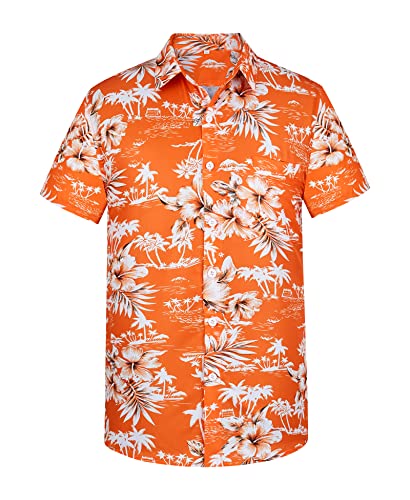 Image of Yoimira Hawaiian Shirts for Men, Print Mens Casual Short Sleeve Button Down Shirts Floral Aloha Beach Shirt