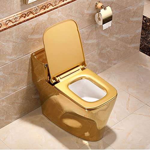 Inodoro Dorado con Poderoso Descarga de Vórtice en Espiral 360°, Modelo A, Cerámica, Diseño Dual Flush miniatura 2