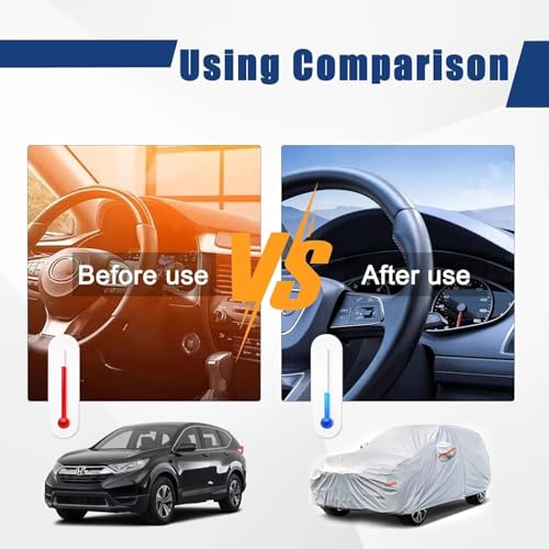 Image of Kayme 6 Layers Car Cover Custom Fit for Fit, Waterproof All Weather for Automobiles, Outdoor Full Cover Rain Sun UV Protection with Zipper Cotton