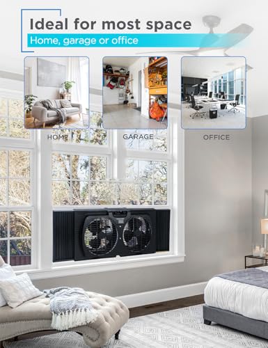 Image of BLACK+DECKER 9 inch Dual Window Fan with 2 Speed Levels, Double Window Fan with Mechanical Controls and Removable Feet Fan