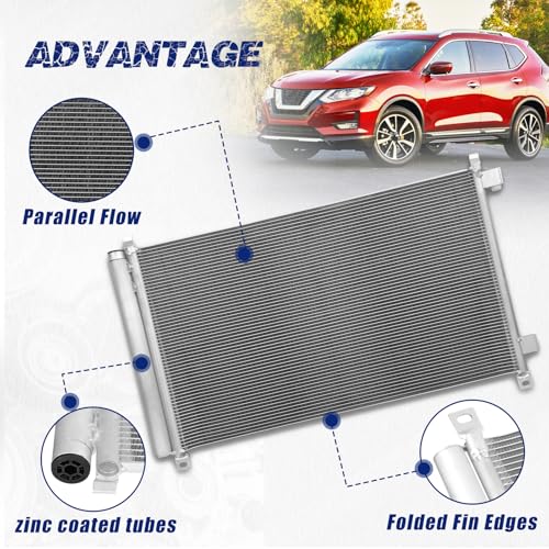 Image of Air Conditioning A /C Condenser Compatible with Nissan Rogue 2014-2020# 4423, CN4423PFC, 921004BA0A, 921006FK0A, 92100ABA3A, NI3030175