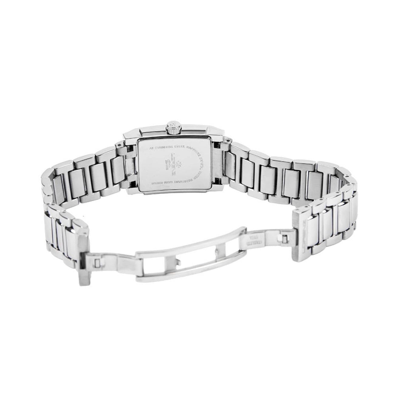 Lorenz Diva Square 030256FF - Orologio Classico da donna al quarzo - Orologio con cassa rettangolare e cinturino in acciaio - Quadrante con numeri romani e Lunetta con diamanti