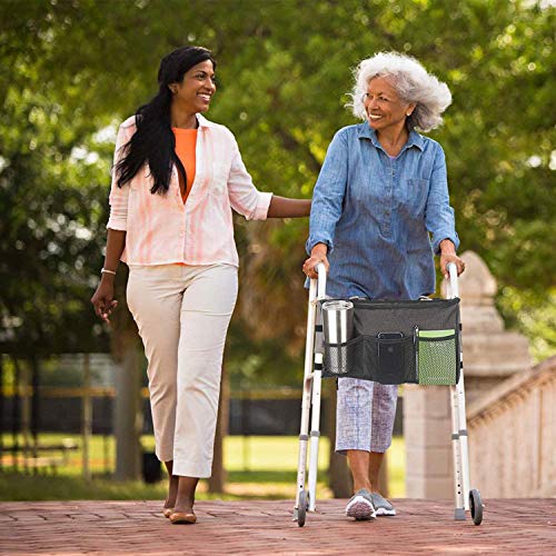 Update Walker Bag Hand Free Storage Bag Walker Attachment Handicap Basket Pouch For Rollator, Wheelchair, Folding Walkers (Black) #TOP5
