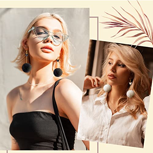 6 Pairs Christmas Butterfly PomPom Earrings Drop Dangling Colorful PomPom Earrings Winter Jewelry Butterfly Pendant Faux Fur Fluffy Ball jewelry for Women4