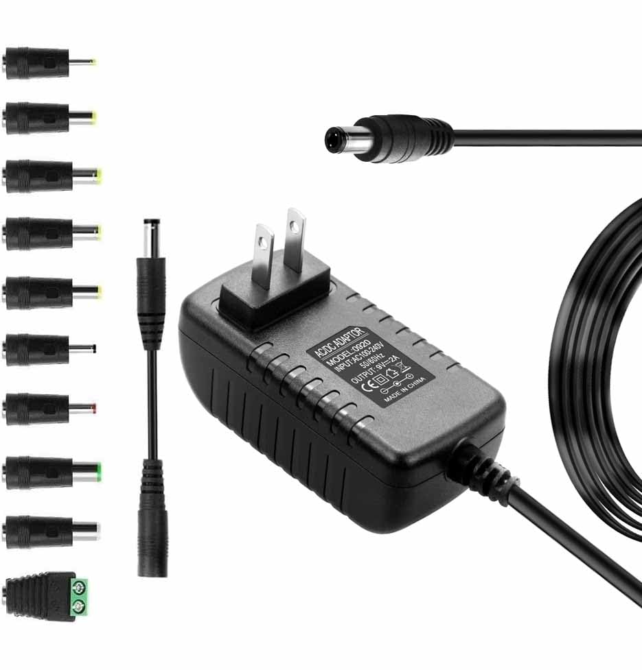 DC 9 Volt 2Amp Switching Power Supply, 100-240V 50-60Hz AC to DC 9V 2A 18W Power Supply Cord Adapter with with 10 Tips & 5.5mm x 2.1mm Reverse Polarity Converter Cable-image-25