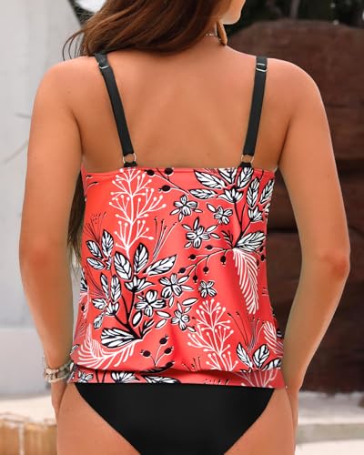 Image of Yonique Womens Blouson Tankini Top No Bottom Loose Fit Swim Top Modest Tank Top
