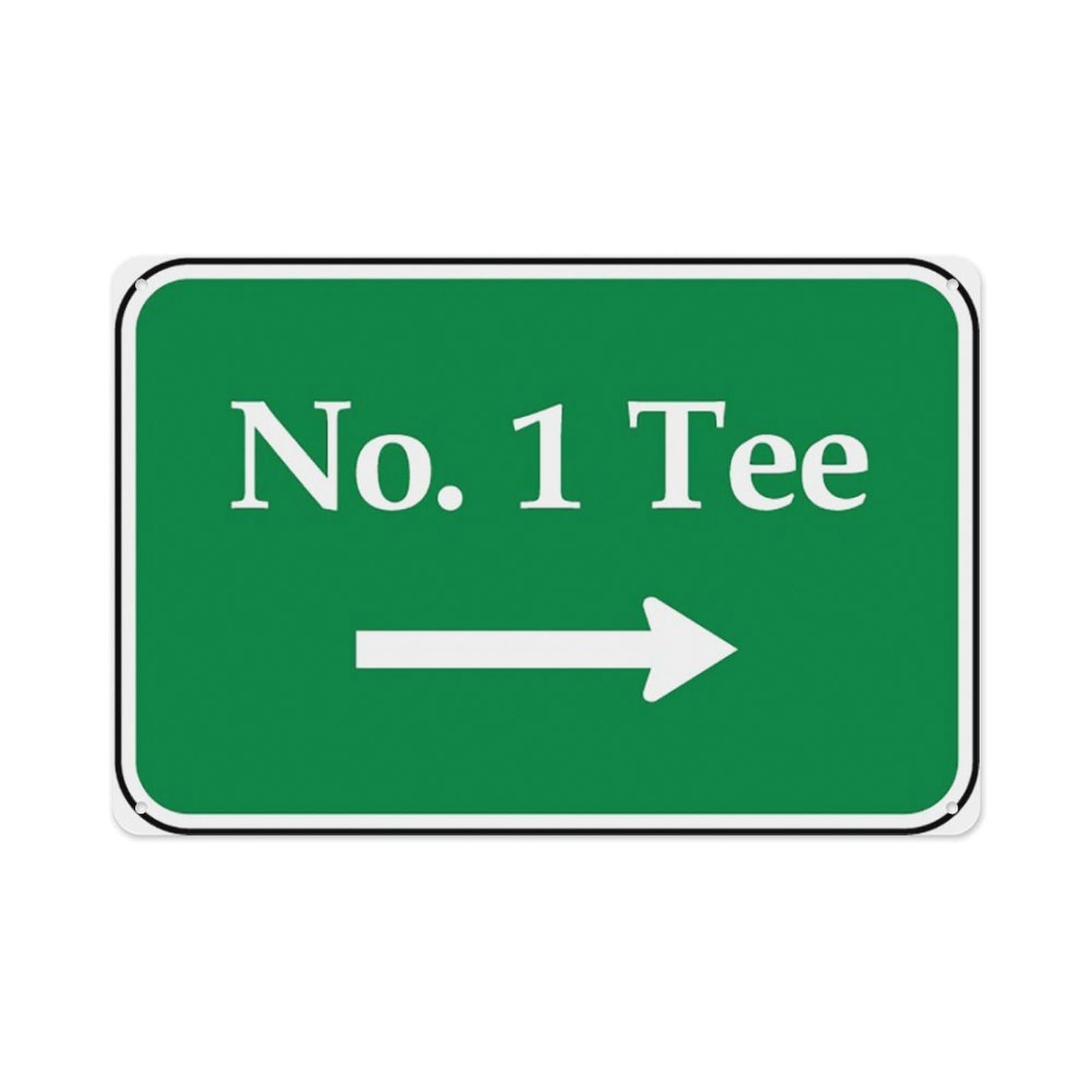 Peiyeety A05 No. 1 Tee (Right Arrow) Sign Aluminum Tin Warning Signs For Home Outdoor Garden 12X16 Inches