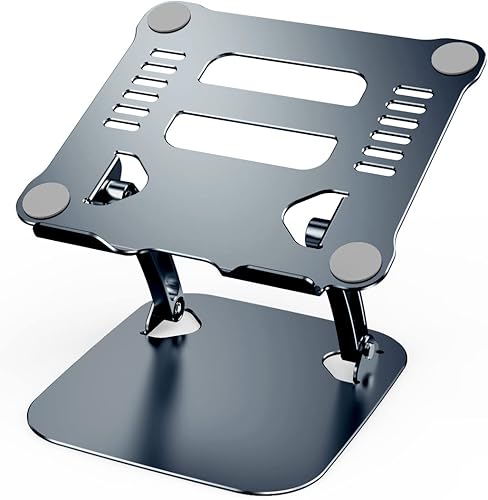 Soporte de aleación de aluminio elevador de escritorio plegable y con función de enfriamiento para soporte de tableta ajustable multiángulo
