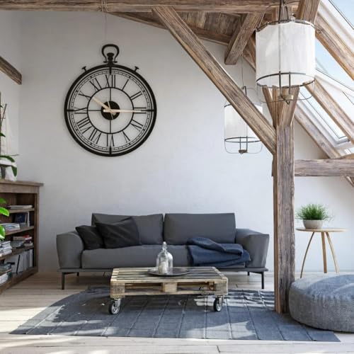 Image of Stylish Metal Analog Wall Clock for Living Room, Bedroom, Office, Kitchen, Home and Hall | Antique Fancy Big Size Modern Wall Watch for Home Decor (DA-230, 40 CM)