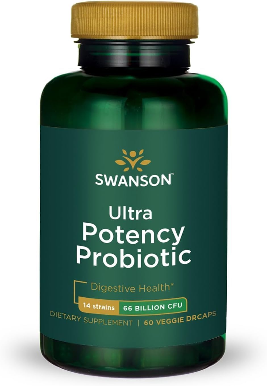 Swanson Ultra Potency Probiotic 66 Billion CFU, 60 Veg Capsules 60 Count (Pack of 1)