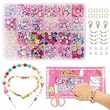 IDEALES GESCHENK - Das Schmuckset wäre auf jeden Fall ein Traumgeschenk für kleine Mädchen. Sie können schöne Handarbeiten wie Armband, Halskette und Stirnband mit verschiedenen Formen und Farben Perlen machen